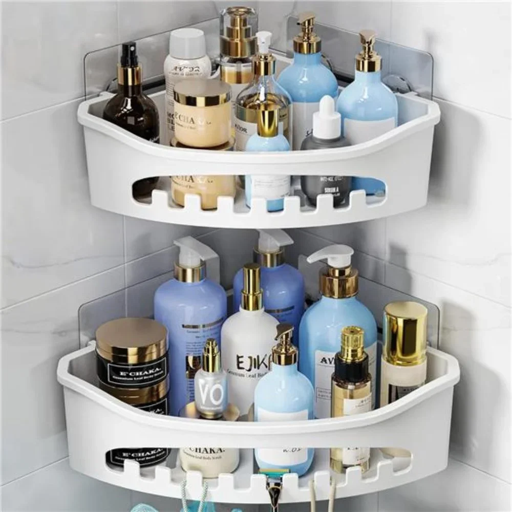 2 Pack Shower Caddy, Space-Saving Corner Shower Caddy Organizer Shelf, White